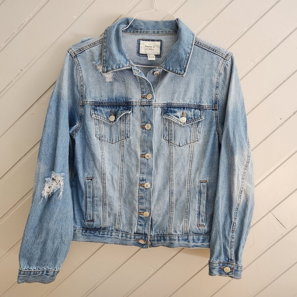 Forever 21 Jackets & Blazers - Forever 21 Denim Distressed Jacket in Size Large